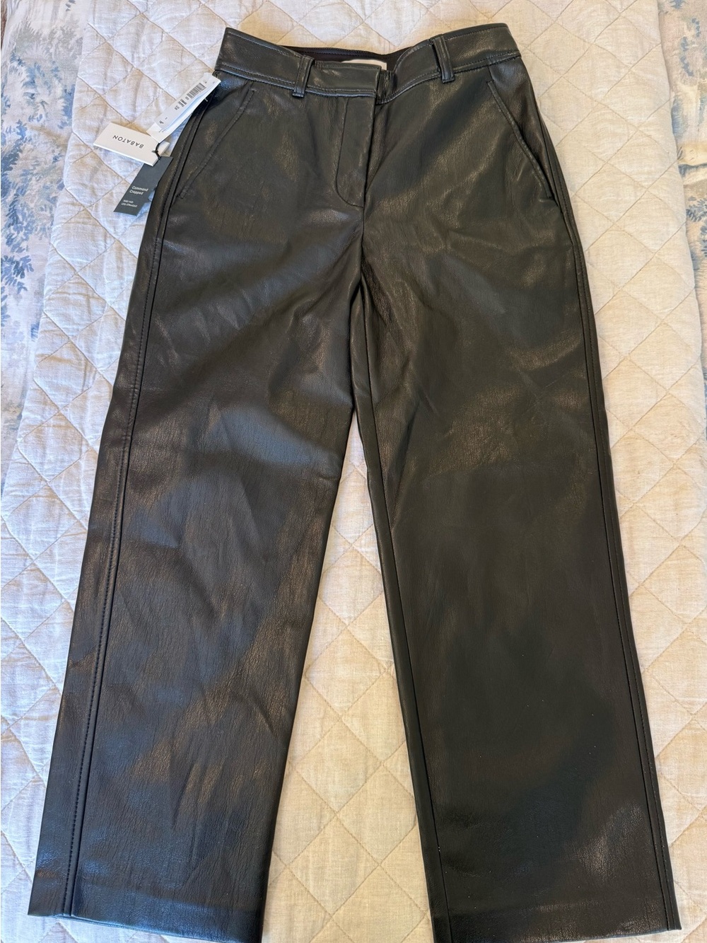 Babaton Command Copped Pants Black Vegan Leather Pants